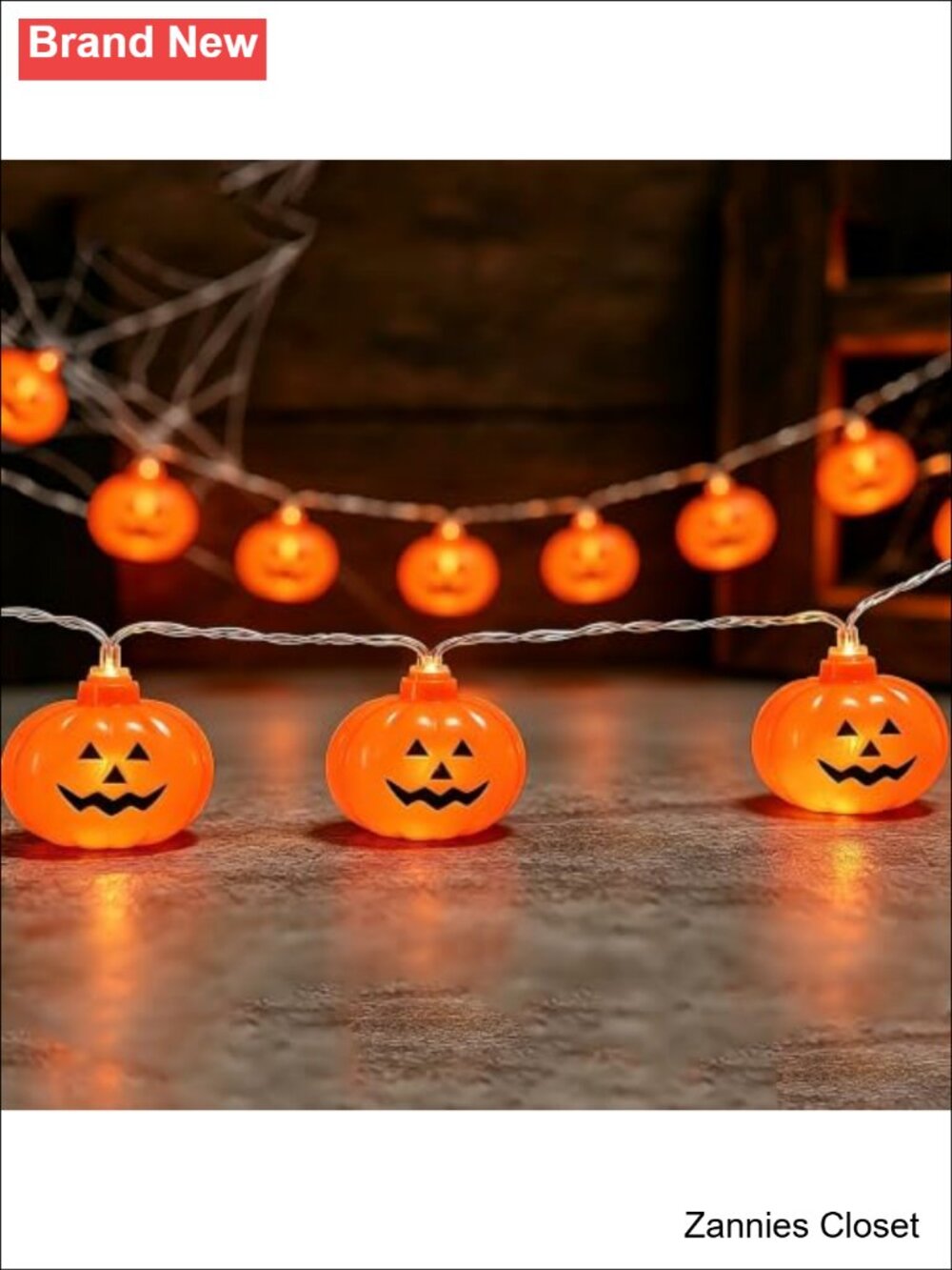👻 Halloween Pumpkin String Lights 14.8FT 30 LED 8 Modes USB Battery Operated